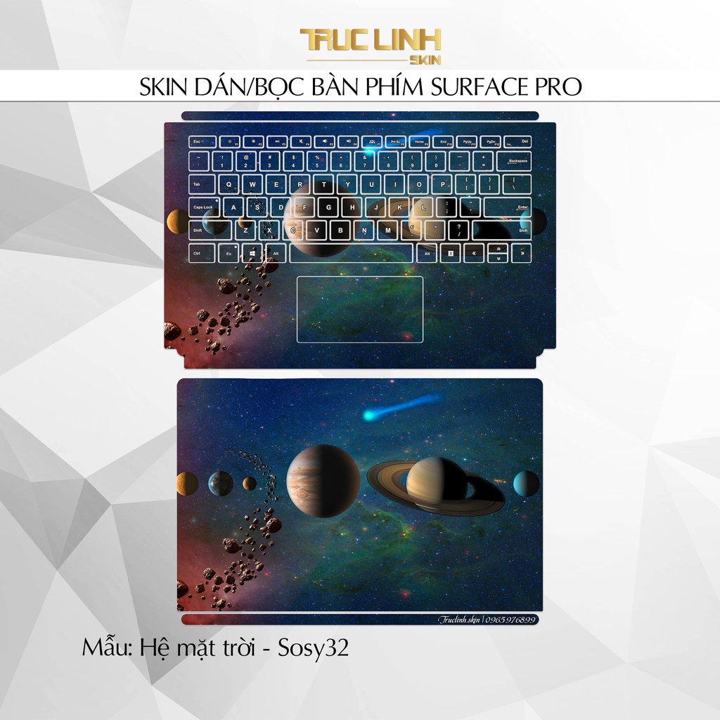 Bộ skin dán phím Surface Pro 3, 4, 5, 6, 7, 8, 9, X, Go... mẫu Hệ mặt trời - Sosy32
