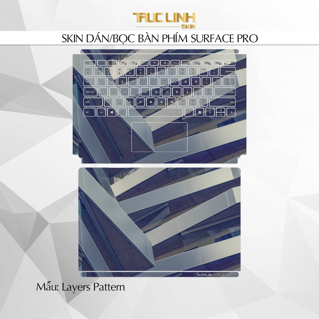 Bộ skin dán phím Surface Pro 3, 4, 5, 6, 7, 8, 9, X, Go... mẫu Layers Pattern