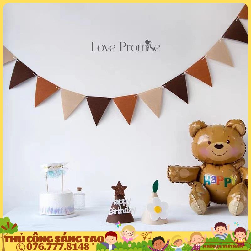 Phụ kiện trang trí sinh nhật tone nâu đầy đủ cho bé