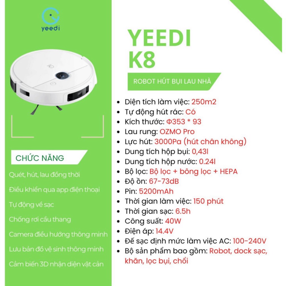 Robot hút bụi lau nhà thông minh Ecovacs Yeedi K8 hàng trưng bày