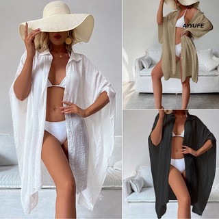 Ayyufe Áo Khoác Ngoài bikini Màu Trơn Bằng polyester Cho Nữ