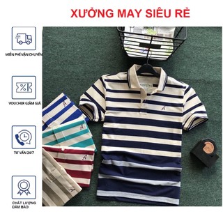 [S01] Áo thun nam cổ trụ chữ A sọc ngang hàng chuẩn shop - ÁO THUN NAM CÓ CỔ (CỔ BẺ) ĐẸP TEEN VNXK-M152