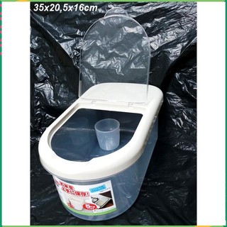 Hộp nhựa đựng đồ, thùng đựng gạo 5kg gạo, nắp lật mở của Nhật 35x20,5x16cm H6235