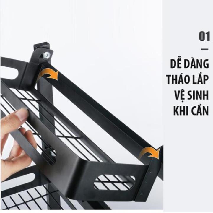Kệ Gia Vị 2 Tầng 3 Tầng DEGOUNE Màu Đen Chất Liệu Hợp Kim Thép Không Gỉ Chịu Lực Tối Đa 20KG
