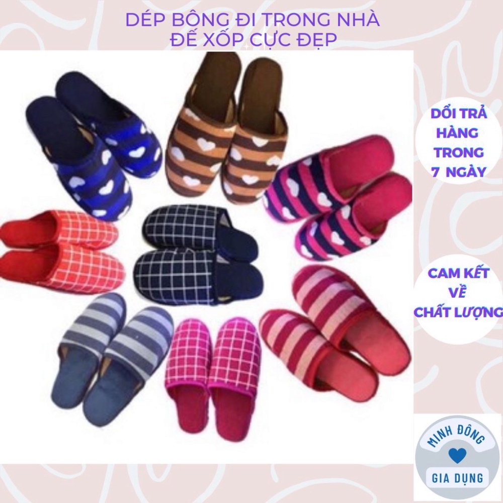 Dép bông đi trong nhà người lớn đế xốp cực đẹp dày dặn đế chống trơn trượt siêu nhẹ