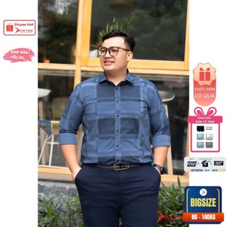 Áo Sơ Mi Dài Tay Bigsize Nam 80-140kg AKYOO Cao Cấp, Co Giãn, Không Bai Mờ, Không Gây Khó Chịu Khi Mặc - SM DT XANH 23