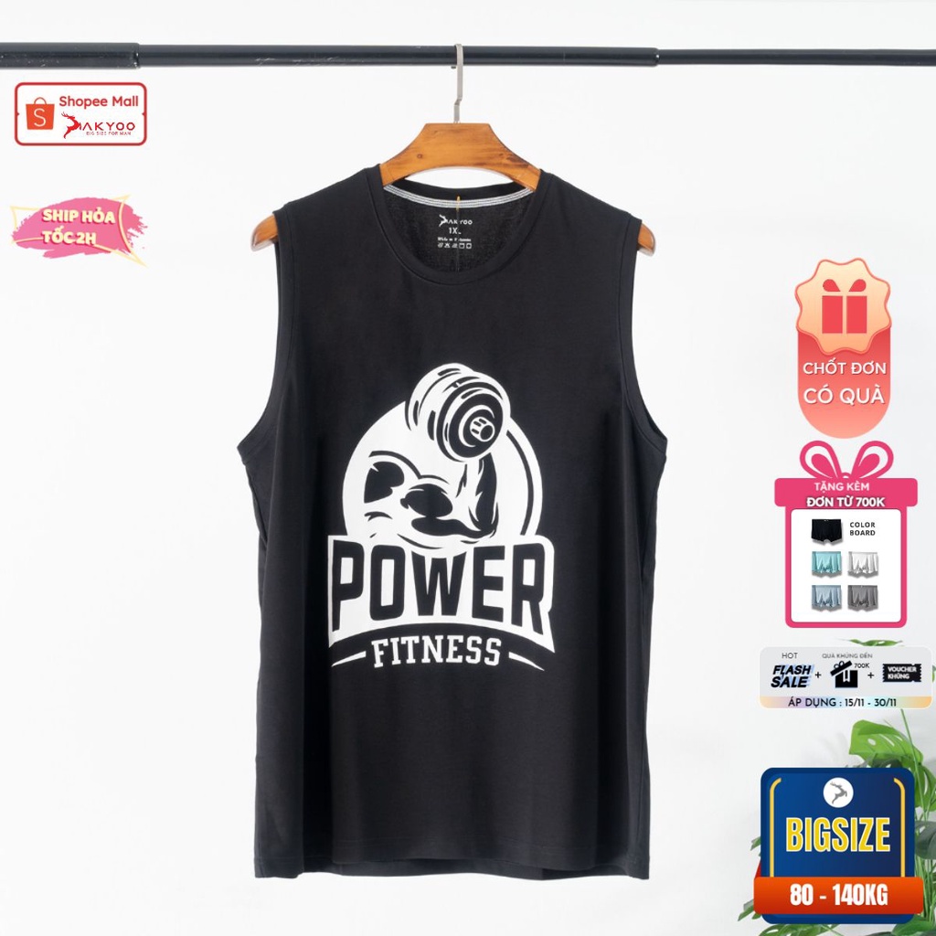 Áo Ba Lỗ Nam AKYOO, Tank Top Nam Big size 80-140kg