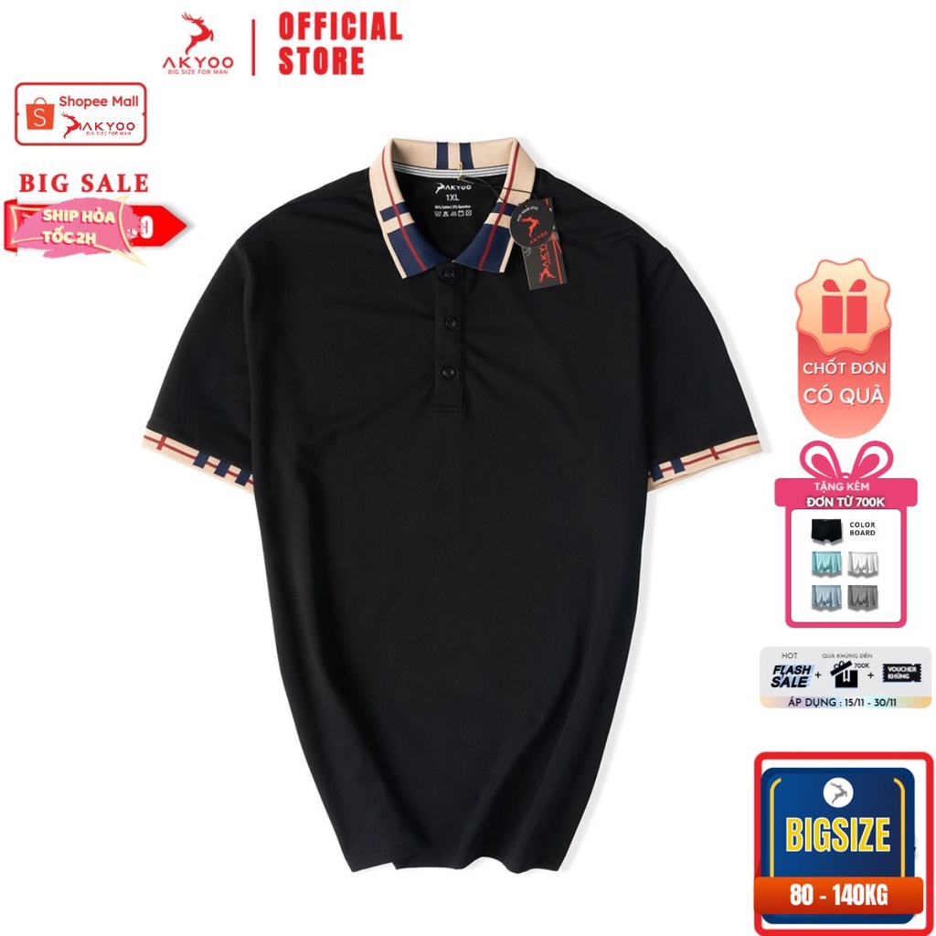 Áo Polo Nam Bigsize 80-140KG Akyoo ,PL DEN HT 03