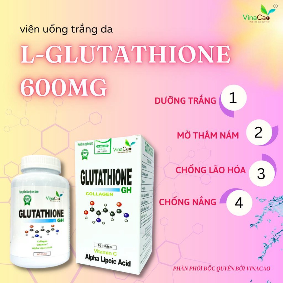 Glutathione Collagen GH và Vitamin C DHC - combo 120 viên làm trắng da, chống lão hóa