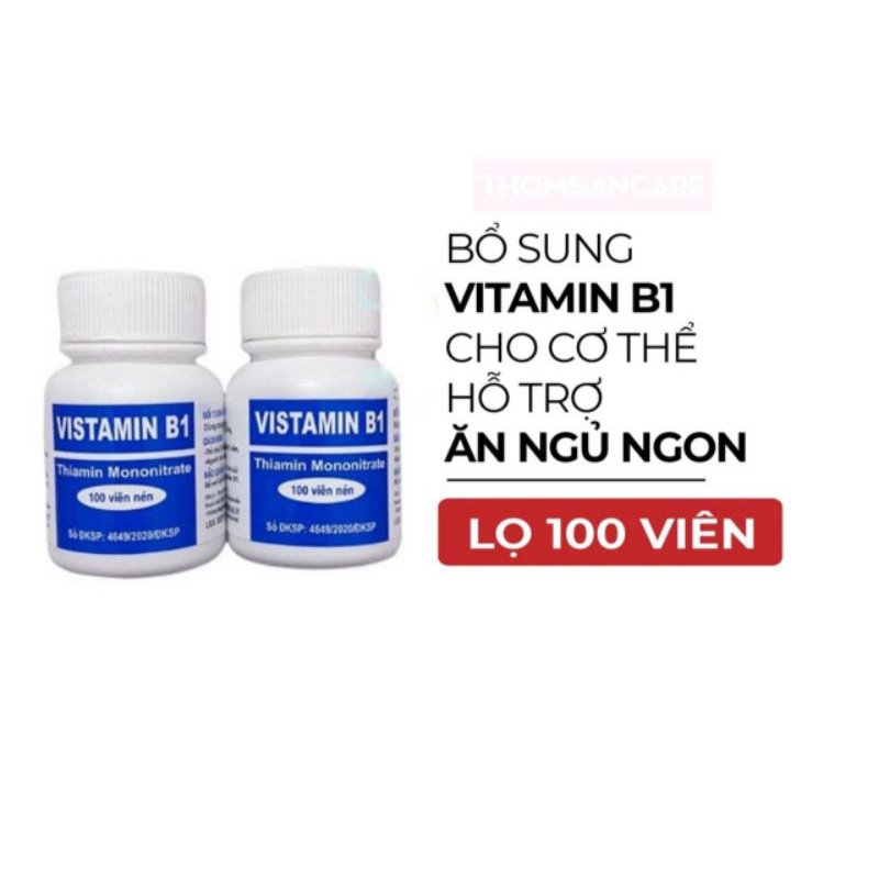 COMBO 10 Chai VISTAMIN B1 ĐẠI UY viên màu trắng 100 viên⚡Giảm rụng tóc trắng da