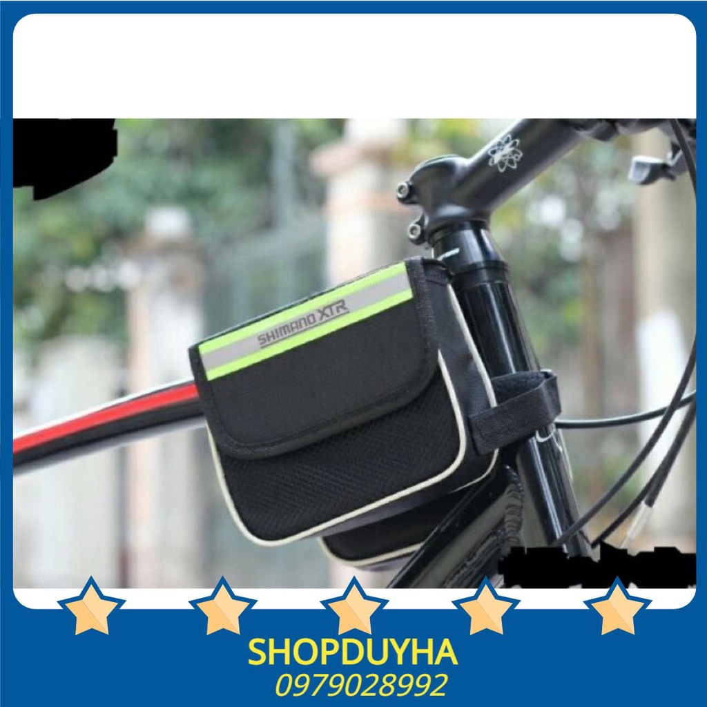 Túi treo sườn xe đạp thể thao Shimano tiện lợi, có thể đựng đồ đạc cá nhân như điện thoại, tai nghe, máy nghe nhạc