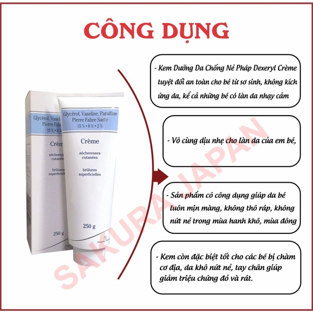 Kem nẻ Dexeryl Creme Pháp 50g-250g dưỡng ẩm hỗ trợ da nứt nẻ, chàm sữa