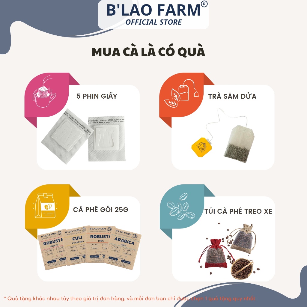 Cà phê CULI đặc biệt rang mộc nguyên chất B'Lao Farm gu mạnh vị đắng đậm dành cho pha máy và pha phin Túi giấy 250g/500g