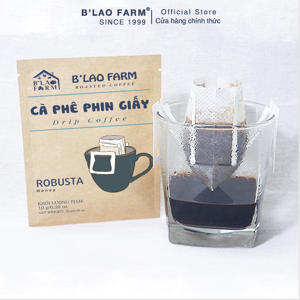 Cà phê phin giấy ROBUSTA HONEY B'Lao Farm cafe túi lọc nguyên chất phù hợp mang đi du lịch pha tại văn phòng tiện lợi