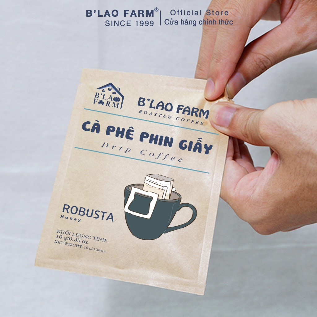 Cà phê phin giấy ROBUSTA HONEY B'Lao Farm cafe túi lọc nguyên chất phù hợp mang đi du lịch pha tại văn phòng tiện lợi