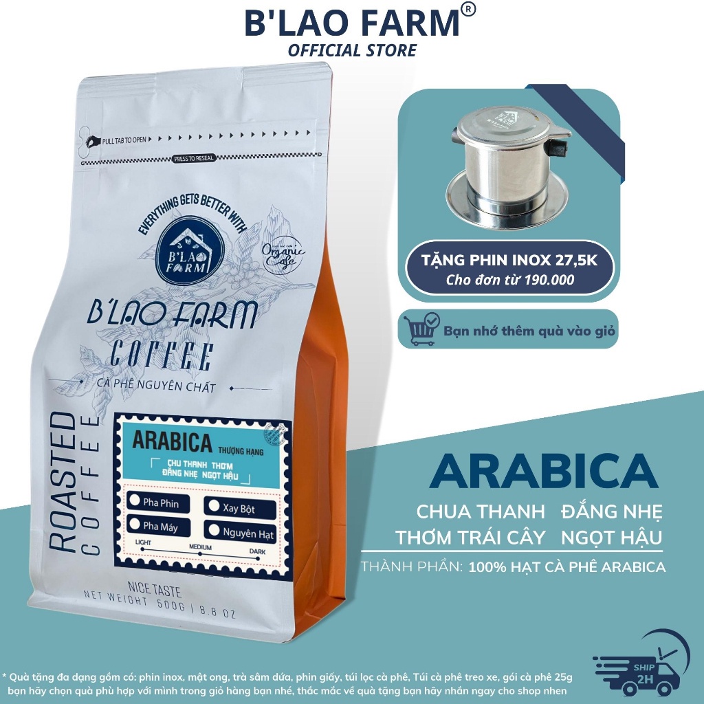Cà phê ARABICA CẦU ĐẤT B'Lao Farm rang mộc nguyên chất hậu vị ngọt thơm quyến rũ phù hợp pha cold brew pha phin pha máy