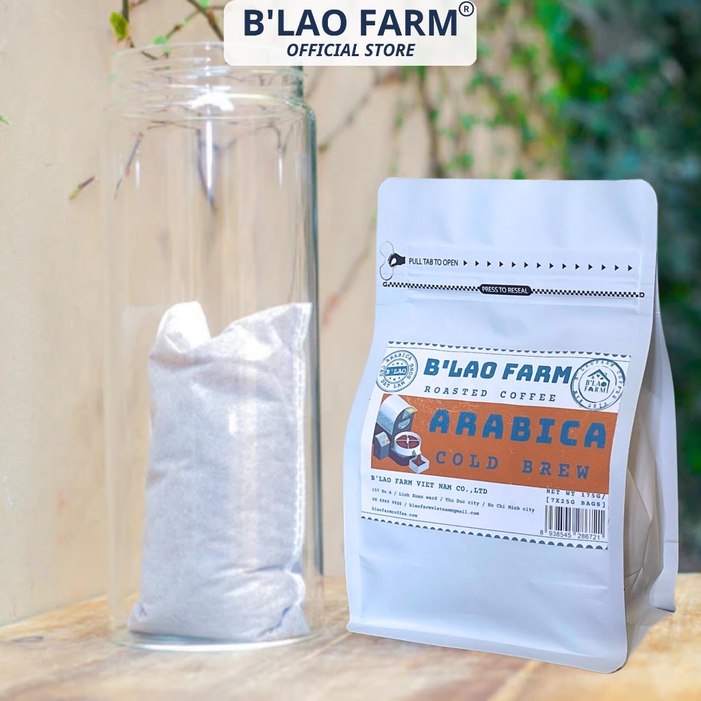 Cà phê COLD BREW túi lọc B'Lao Farm cà phê  Arabica nguyên chất - cafe túi lọc ủ lạnh, chua thanh, đắng nhẹ, thơm ngọt