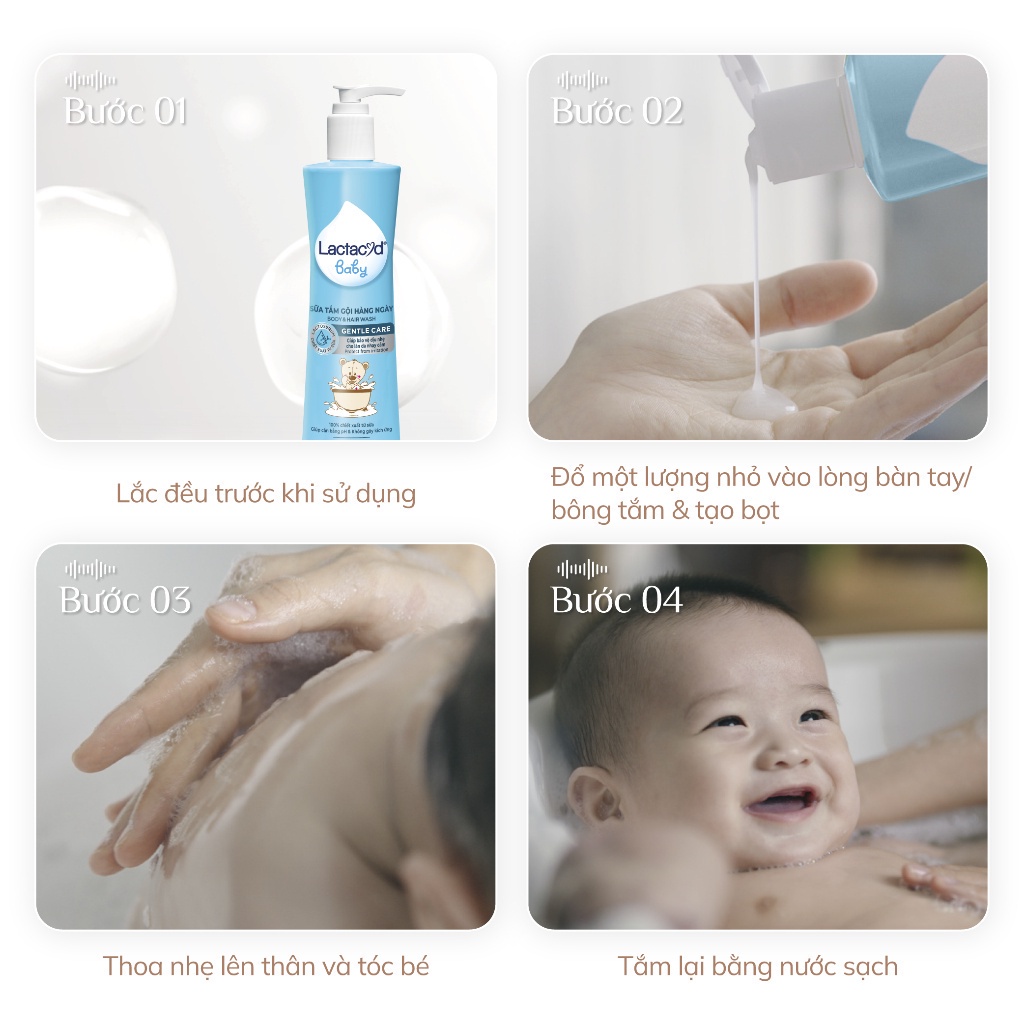 Bộ 1 chai Sữa Tắm Gội Trẻ em Lactacyd Baby Extra Milky 250ml + 1 Lactacyd Baby Gentle Care 250ml