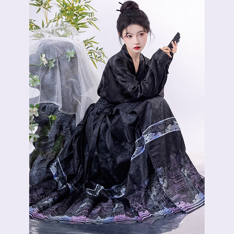 Huachi kee Đầm Hán Phục Cách Tân Hàng Ngày Chính Hãng tengwangge ming made pony Phong Cách Trung Hoa Mới Cho Nữ