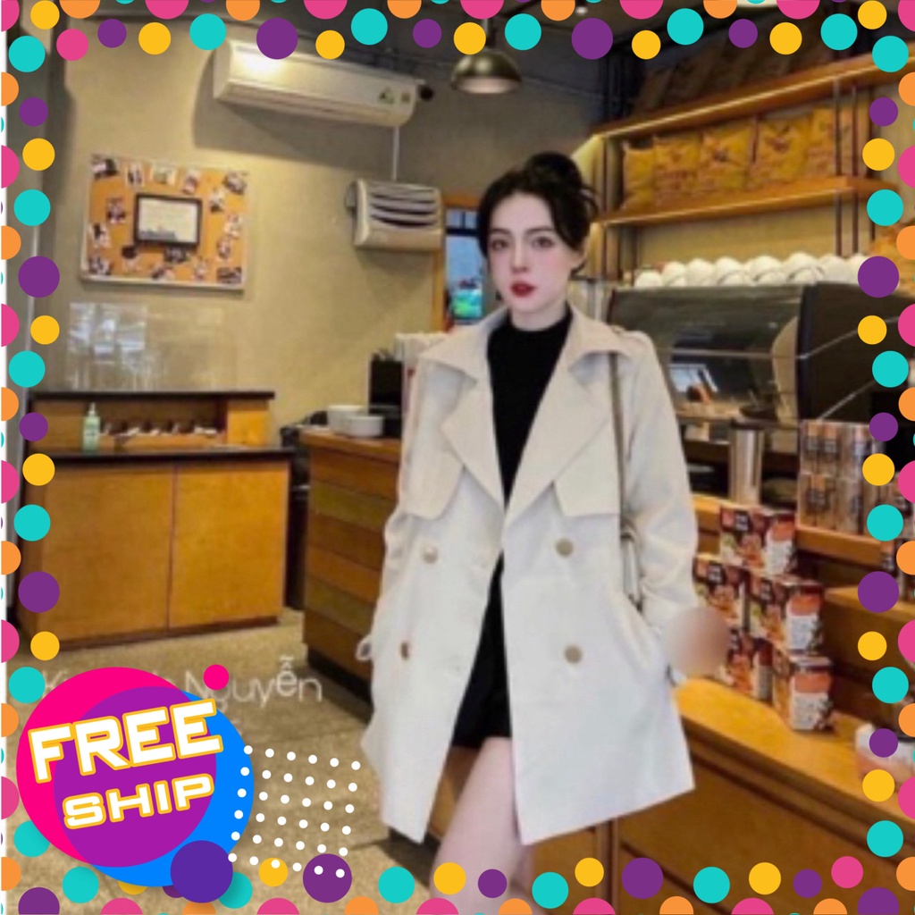 Mangto dáng lửng hàng 2 lớp dày dặn có kèm đai thắt lưng và đai cổ tay - Đen shop