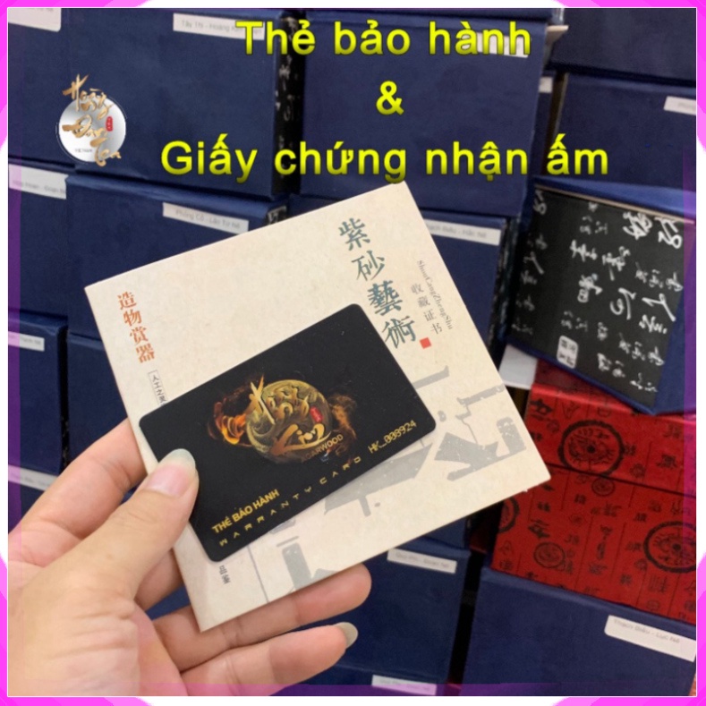 Ấm Tử Sa Đức Chung Thiên Thanh Nê Đồ Pha Chén Trà Đạo 300ML Kèm Chứng Thư Chế Tác Bình Đất Cao Cấp