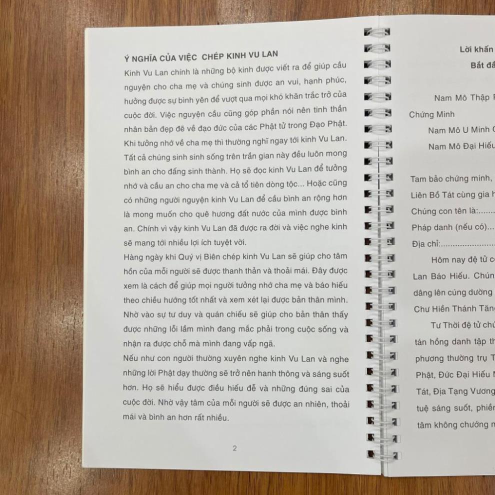 Tặng Viết - Sổ Chép Kinh Vu Lan Báo Hiếu mẫu đen