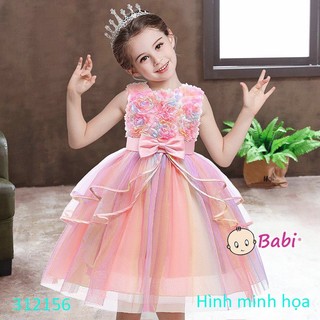 Đầm Voan Tết Thêu Hoa Hoa Hồng Đáng Yêu Đầm công chúa bé gái,váy công chúa