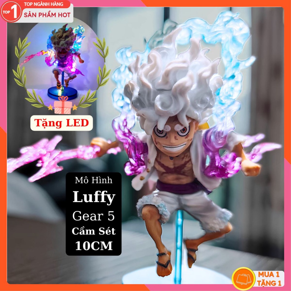 Mô Hình Luffy Gear 5 Cầm Sét 10Cm Mô hình One Piece Cao Cấp, Figure Mô Hình Anmie One Piece Luffy Vua Hải Tặc