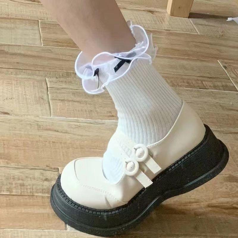 Giày mary jane Mũi Tròn Đế Dày Tăng Chiều Cao Bằng Chất Liệu Da Phong Cách Thời Trang Mùa Hè Dành Cho Nữ