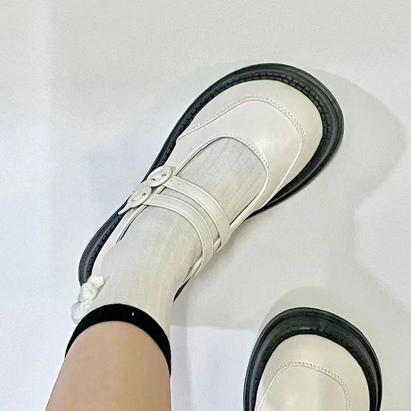 Giày mary jane Mũi Tròn Đế Dày Tăng Chiều Cao Bằng Chất Liệu Da Phong Cách Thời Trang Mùa Hè Dành Cho Nữ
