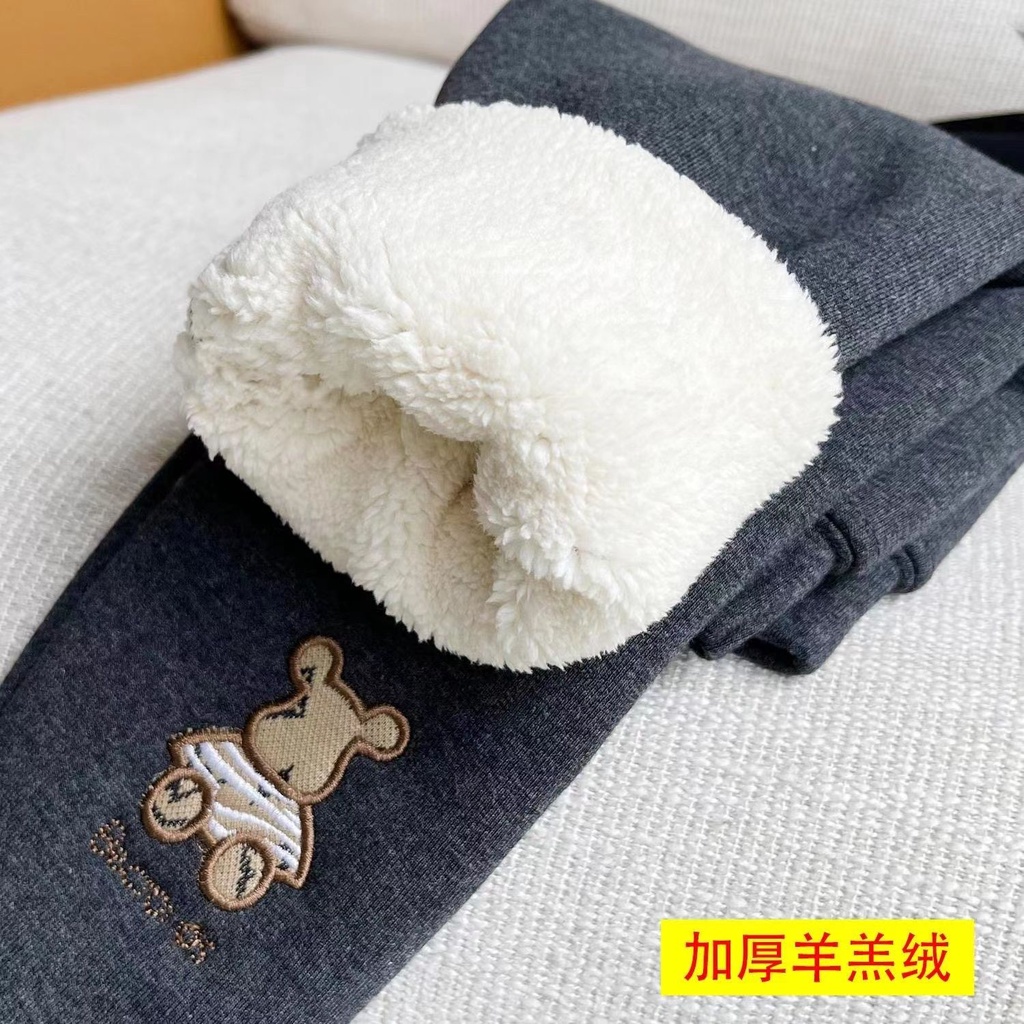 Quần Legging Nhung Lông Cừu Dày Dặn Thời Trang Mùa Đông Cho Bé Gái