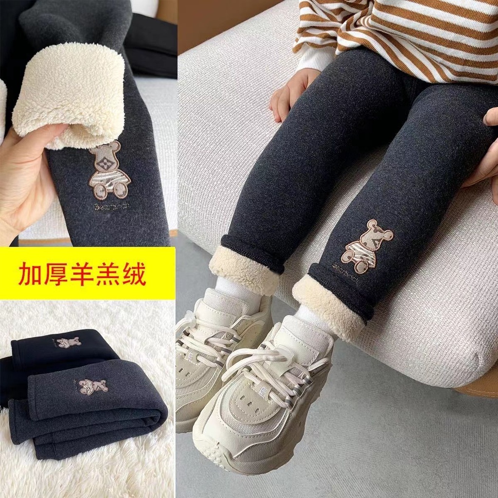 Quần Legging Nhung Lông Cừu Dày Dặn Thời Trang Mùa Đông Cho Bé Gái