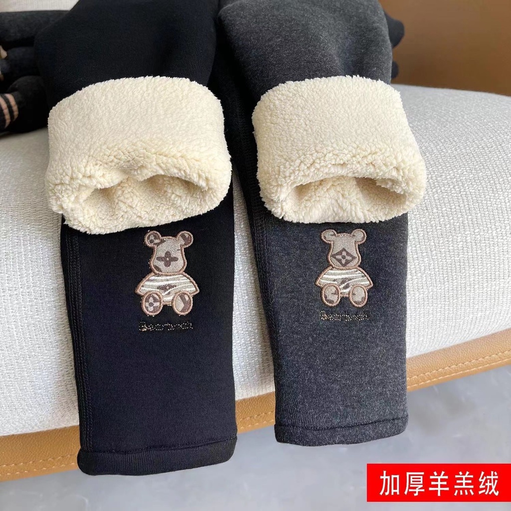 Quần Legging Nhung Lông Cừu Dày Dặn Thời Trang Mùa Đông Cho Bé Gái