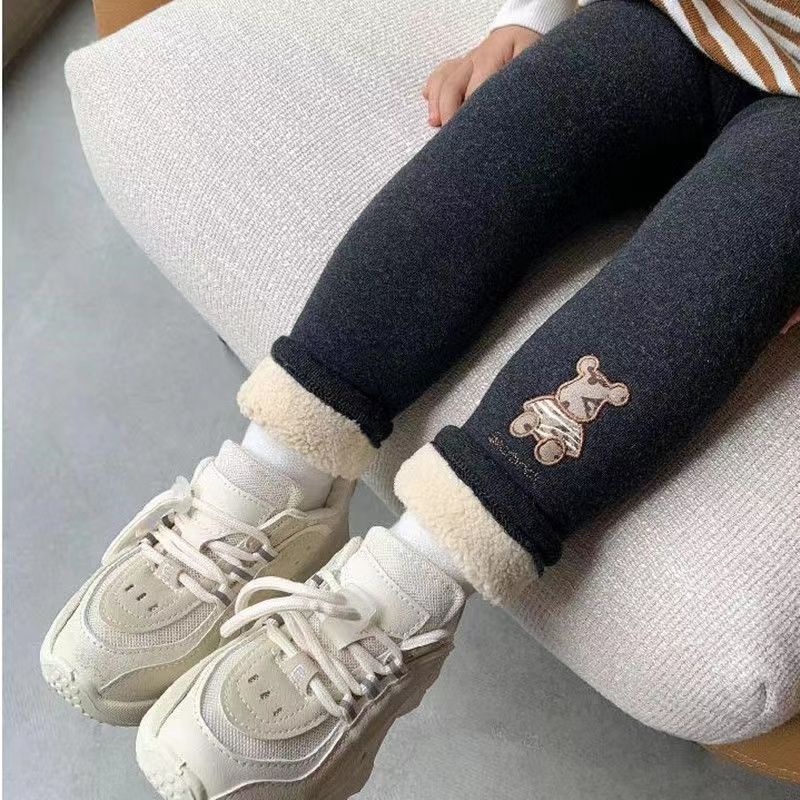 Quần Legging Nhung Lông Cừu Dày Dặn Thời Trang Mùa Đông Cho Bé Gái