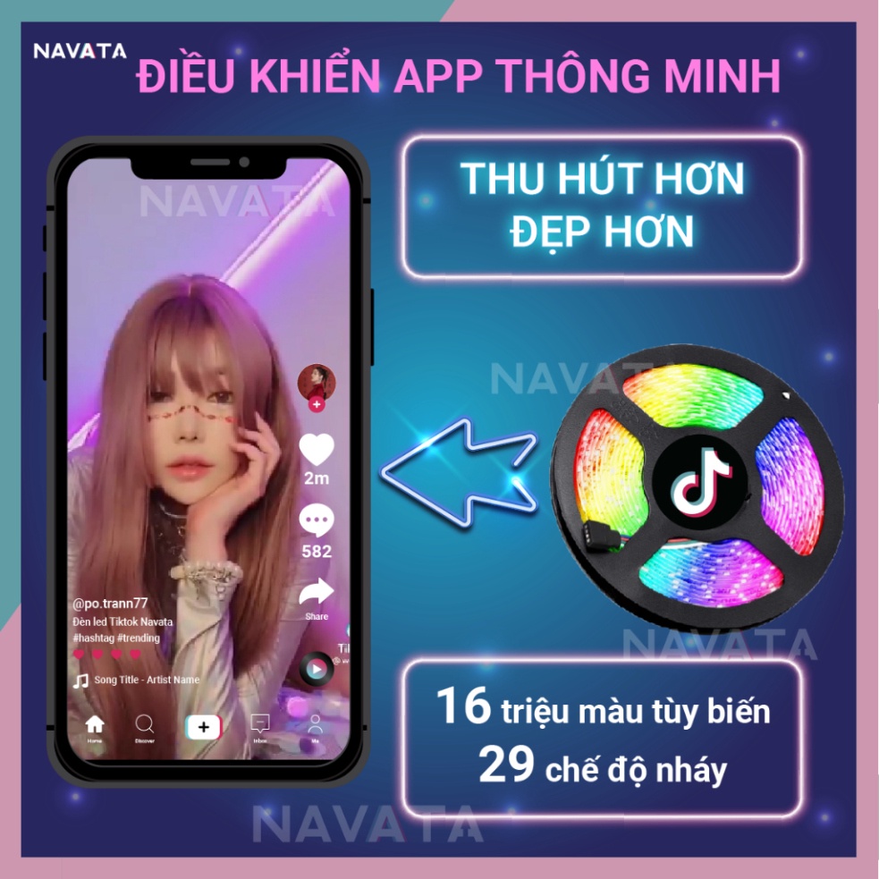 Đèn Led Tóp Tóp 5m 10m Điều Khiển APP 16 Triệu Màu, Pha Màu DIY đèn trang trí phòng ngủ Led 5050 RGB Loại Tốt Hot