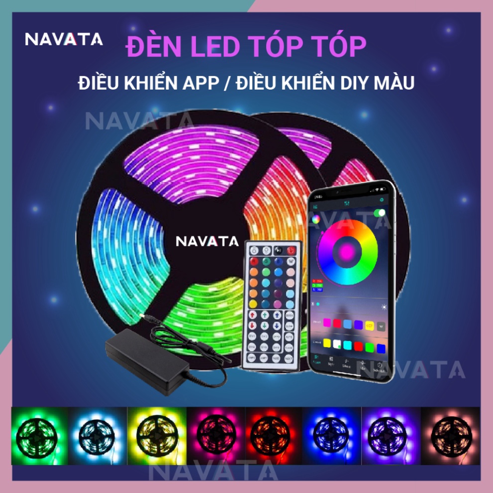 Đèn Led Tóp Tóp 5m 10m Điều Khiển APP 16 Triệu Màu, Pha Màu DIY đèn trang trí phòng ngủ Led 5050 RGB Loại Tốt Hot