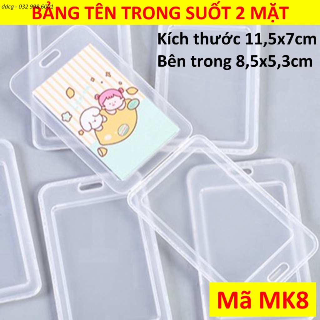 100 Thẻ treo hành lý MK8 Thẻ valy Thẻ đeo nhân viên Thẻ nhựa trong 2 mặt đeo name tag Thẻ bảo quản t