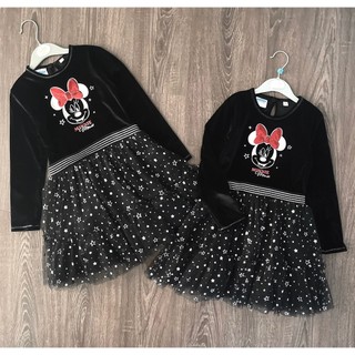 Váy Disney nhung đen minnie nơ đỏ phối chân voan sao size 4 - 10y