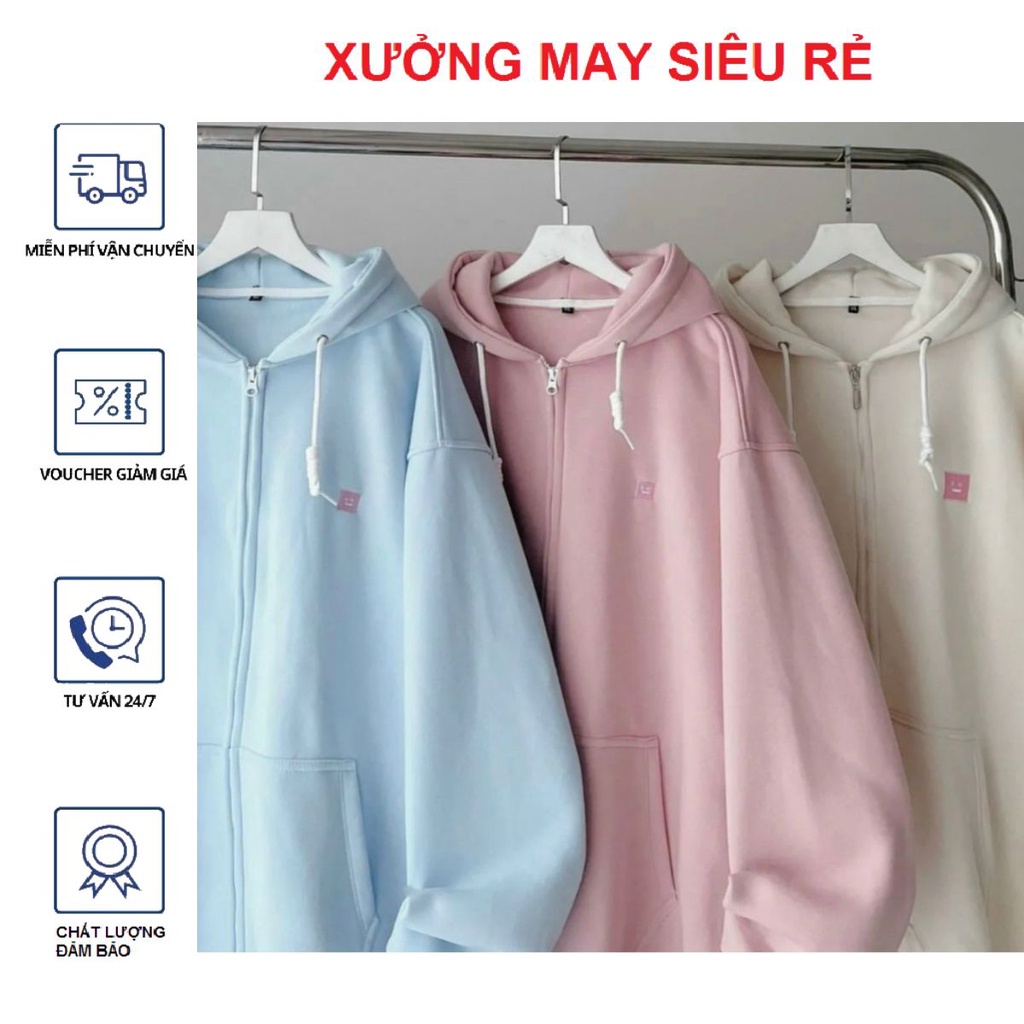 Áo khoác nữ dây kéo logo mặt cười bao đẹp ngộ nghĩnh-A944