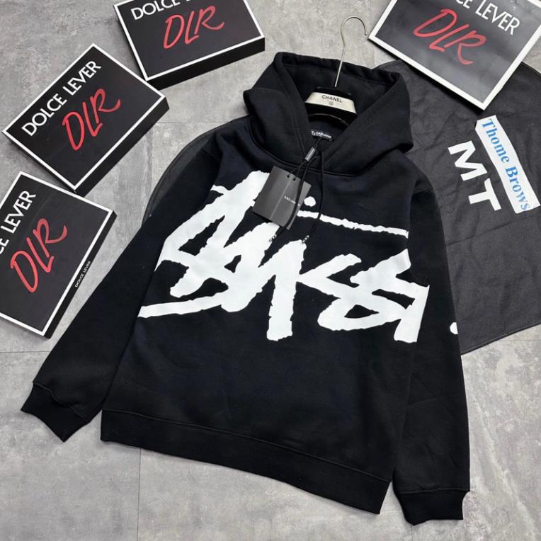Áo hoodie nam nữ Stussy nỉ bông in hoạ tiết chữ kí trắng hai mặt mũ 2 lớp bo ống dày dặn boy phố Gonz.brand