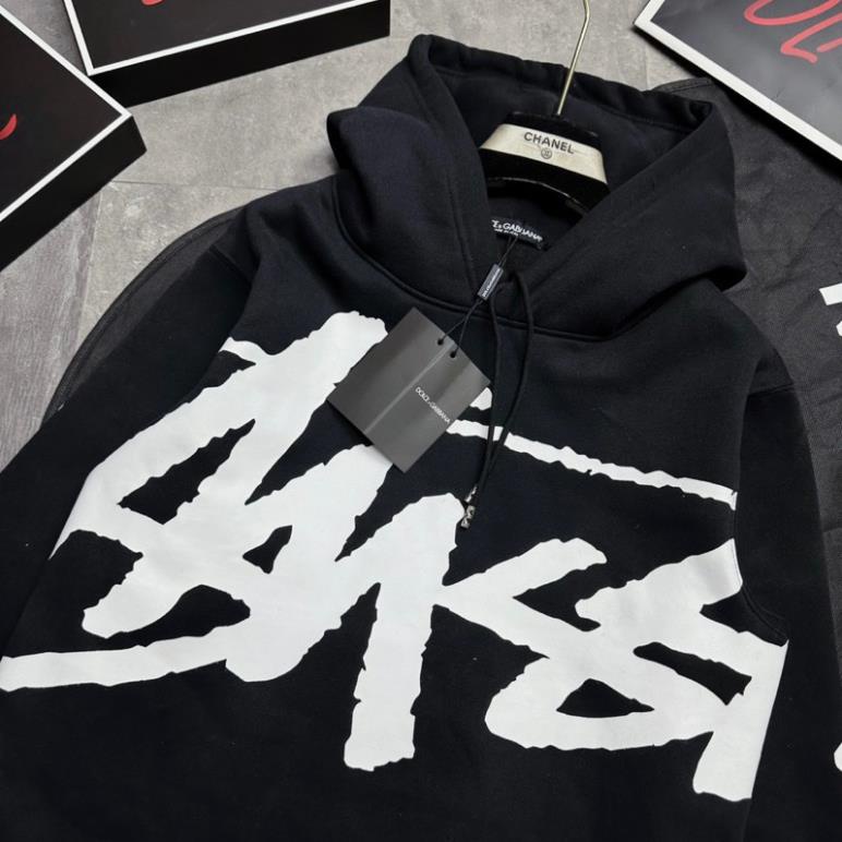Áo hoodie nam nữ Stussy nỉ bông in hoạ tiết chữ kí trắng hai mặt mũ 2 lớp bo ống dày dặn boy phố Gonz.brand
