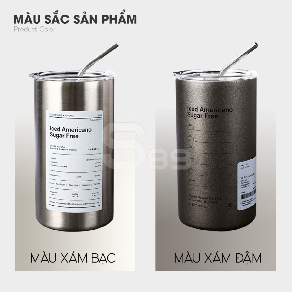 . Ly giữ nhiệt iced americano inox 304 thể tích 600ml