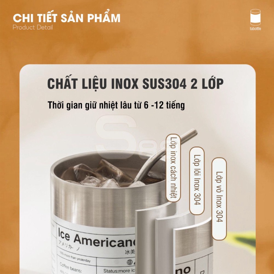 . Ly giữ nhiệt iced americano inox 304 thể tích 600ml