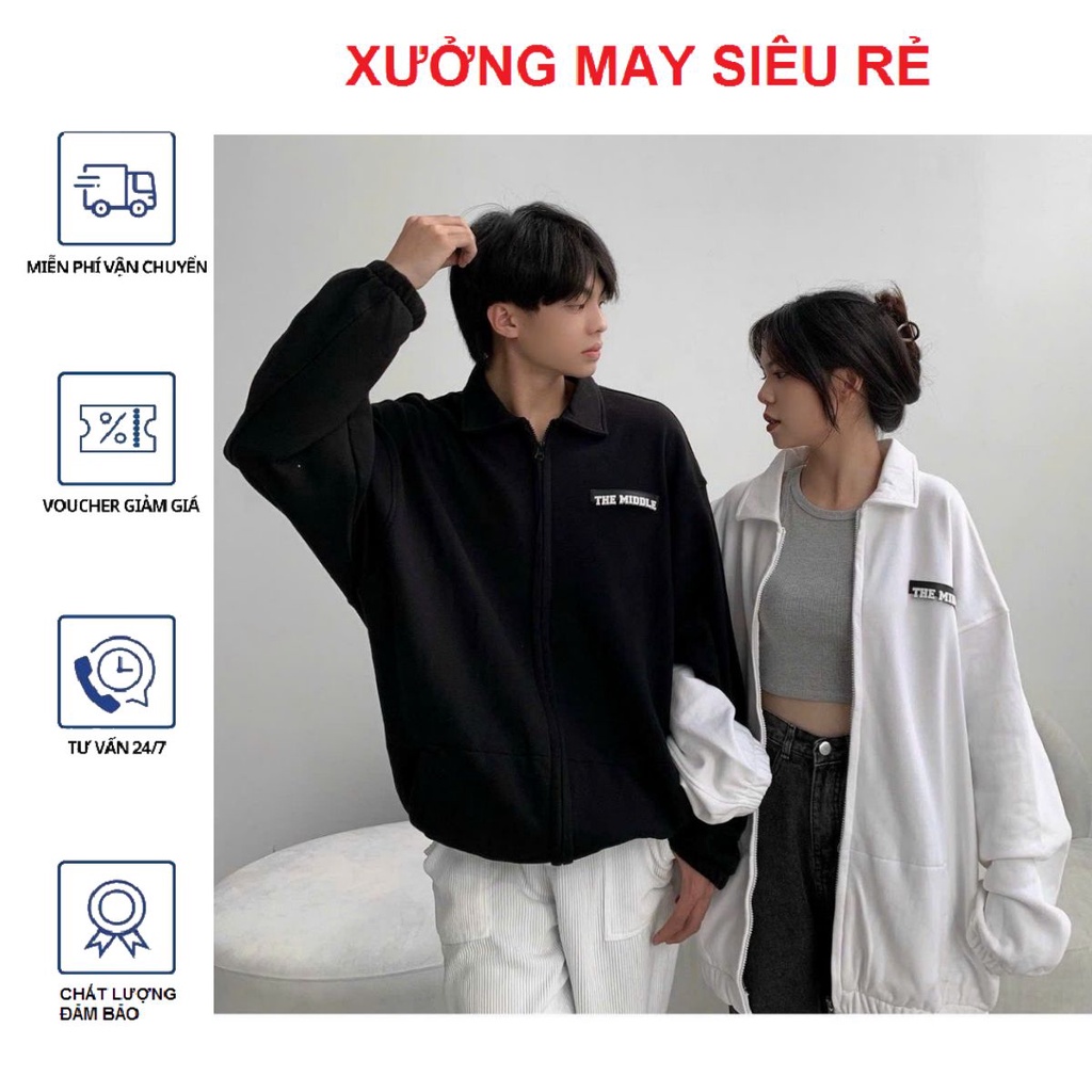 Áo khoác chống nắng nam dây kéo THE MIDDLE hàng đẹp phong cách-A2007