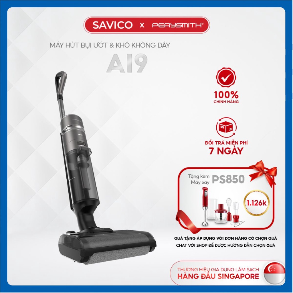 Máy hút bụi lau nhà khô và ướt không dây thông minh PerySmith Ai Series Ai9