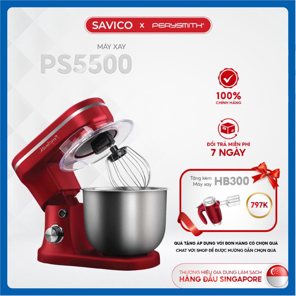 Máy nhồi trộn bột 5,5 lít 6 chế độ Perysmith PS5500