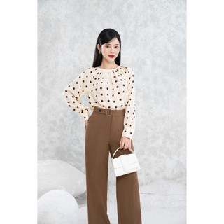 Áo sơ mi lụa chấm bi to mmoutfit ao0723409