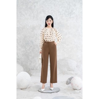 Áo sơ mi lụa chấm bi to MMOutfit AO0723409