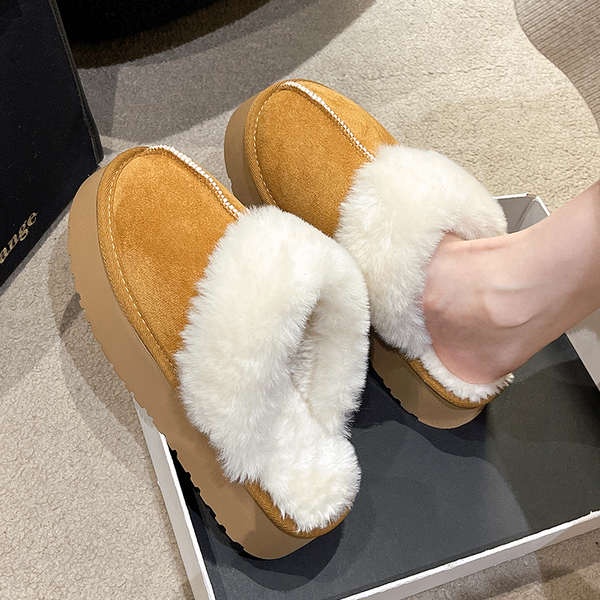 Dép Lông Cừu Đế Dày Thời Trang Thu Đông 2023 Mới Cho Nữ