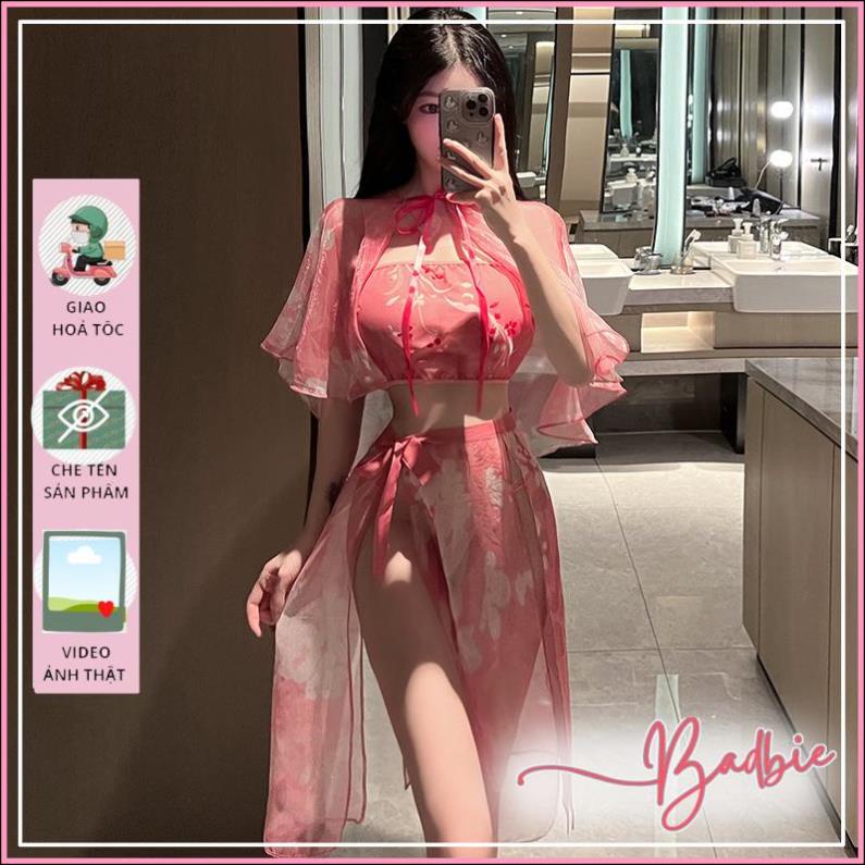 COPLAY CỔ TRANG SEXY CHO NỮ HỌA TIẾT HOA ĐÀO ĐỦ MÓN KÈM CHOÀNG SIÊU GỢI CẢM 2391